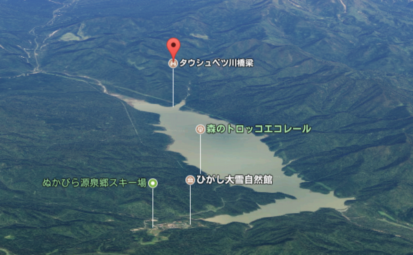 タウシュベツ川橋梁の地図画像